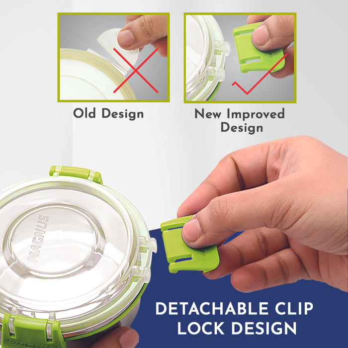 Magnus Nexus 5 Prime Stainless Steel Lunch Box Set | Insulated, Air-Tight, Leakproof Lunch Box for Kids, Office Men & School Tiffin | Suitable for Men, Women - Blue