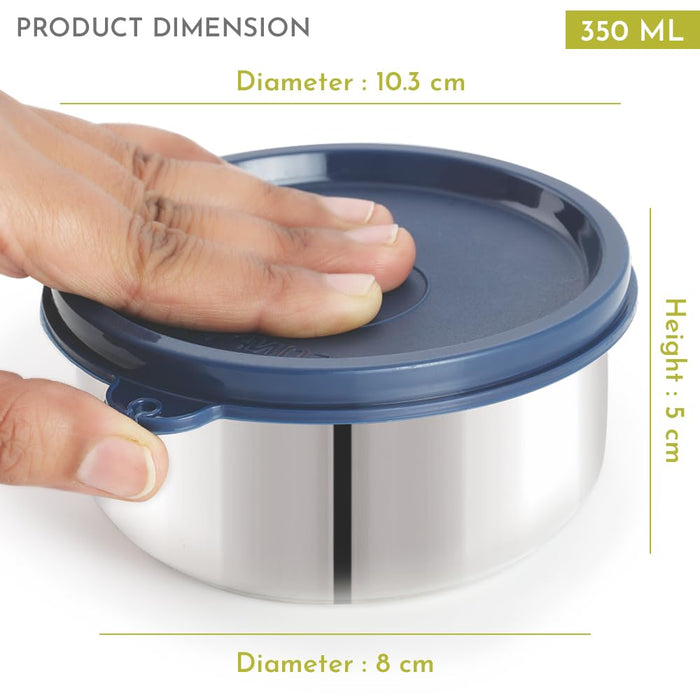 Magnus Stainless Steel Airtight Container with Easy Lock, 350ML - Kitchen Accessories Items, Lunch Box, Lunch Boxes for Office Men