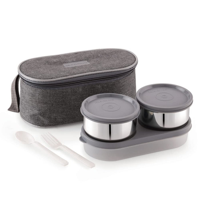 Magnus Feast 3 Grey Stainless Steel Lunch Box Set | 1150ml Leakproof Tiffin box for Men & Women