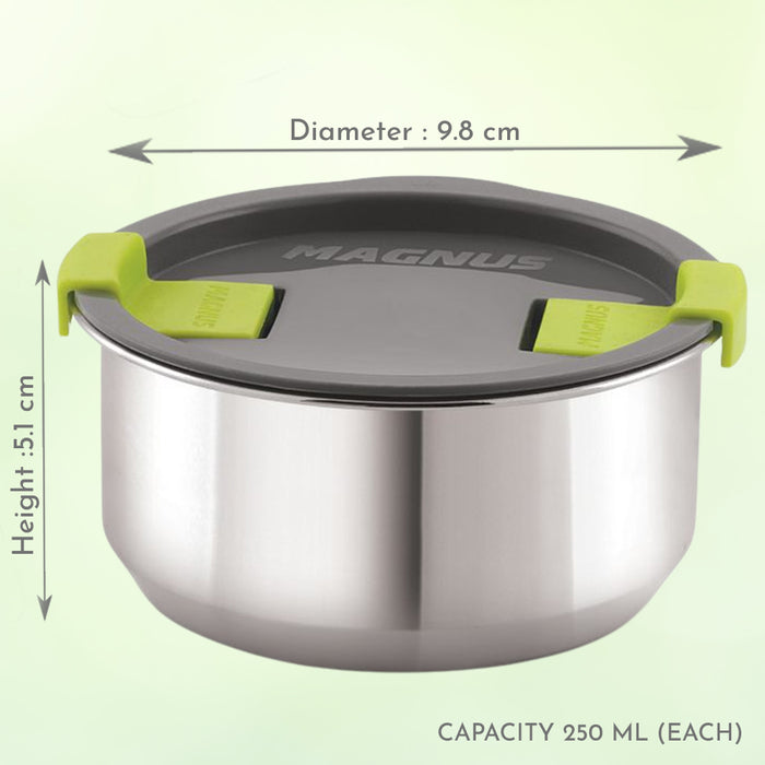 Magnus Olive-2 Stainless Steel Lunch Box for Kids, Lunch Boxes for Office Men - Leak-Proof Containers, Insulated Carry Case, Airtight Food Storage for School, Office, Picnic