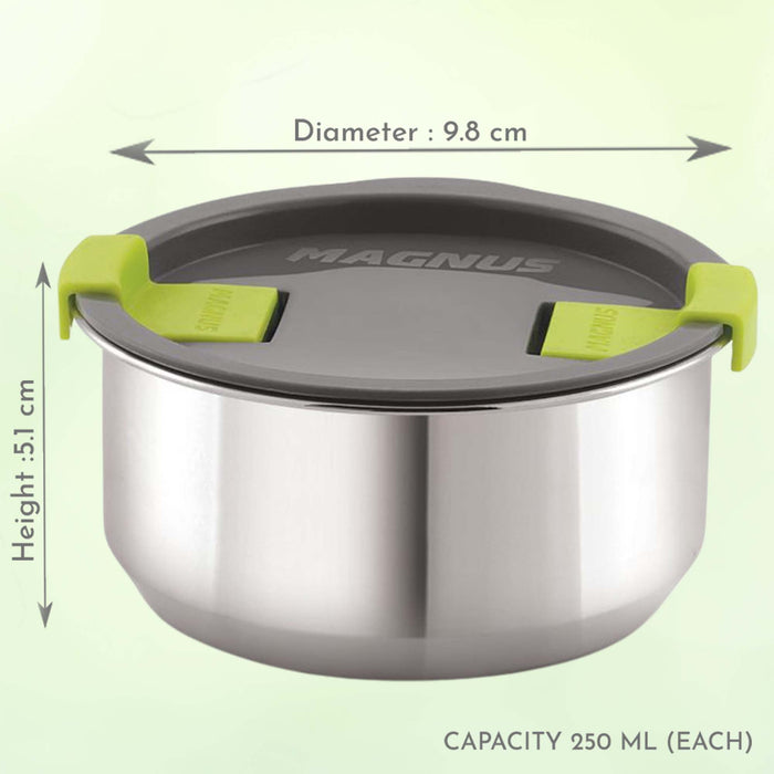 Magnus Olive-2 Stainless Steel Lunch Box for Kids, Lunch Boxes for Office Men - Leak-Proof Containers, Insulated Carry Case, Airtight Food Storage for School, Office, Picnic