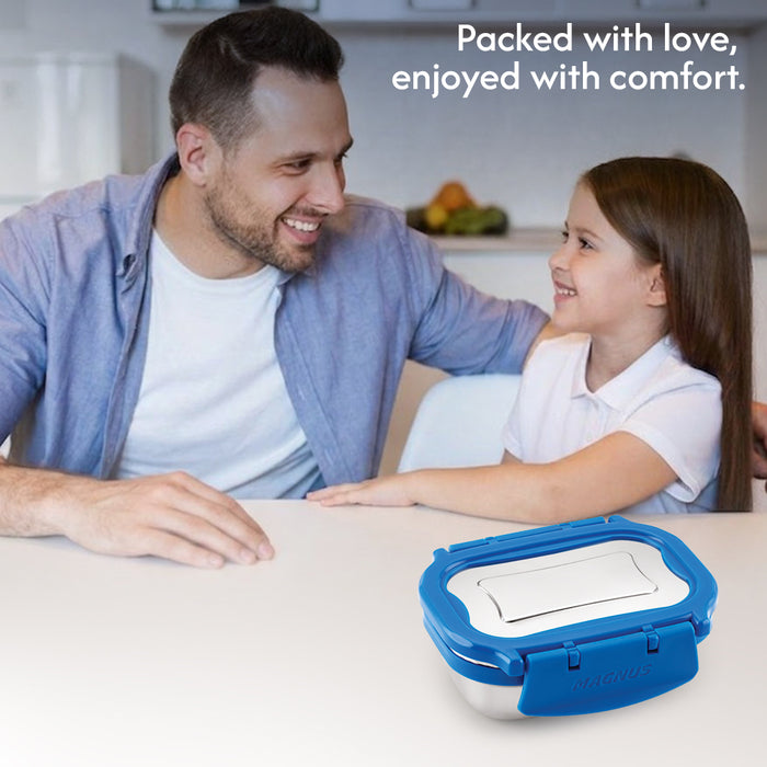 Magnus Bolt Deluxe Stainless Steel Lunchbox for Office & School, Leak-Proof Tiffin with Stainless Steel Lid, Air-Tight Food Storage, Compact 150ml Lunch Box for Kids, Lunch Boxes for Office Men