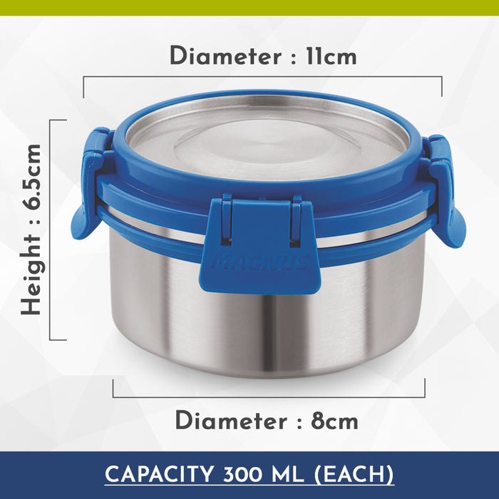 Magnus Avanza 3 Deluxe Stainless Steel Lunch Box with Plastic Container | Airtight & Leakproof | Ideal Lunch Box for Kids & Lunch Boxes for Office Men and Women with Carrying Pouch