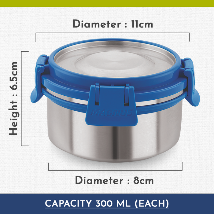 Magnus Avanza 3 Deluxe Prime Lunch Box Set | Stainless Steel, Airtight, Leakproof | Lunch Box for Kids | Lunch Boxes for Office Men | Insulated Cover, Roti Tiffin, Fork & Spoon