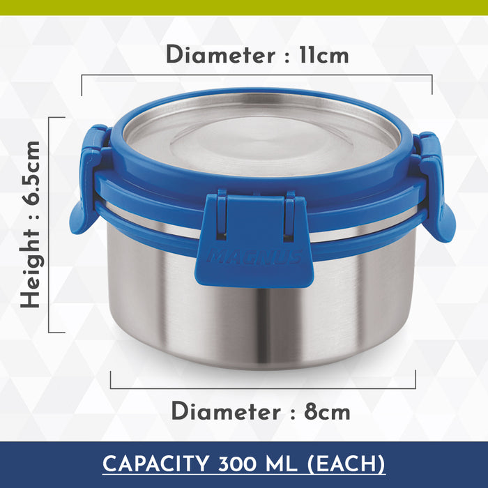 Magnus Avanza 2 Deluxe Stainless Steel Lunch Box | Airtight, Leakproof, Insulated | Ideal Lunch Box for Kids | Lunch Boxes for Office Men and Women | Compact Design with Carrying Pouch