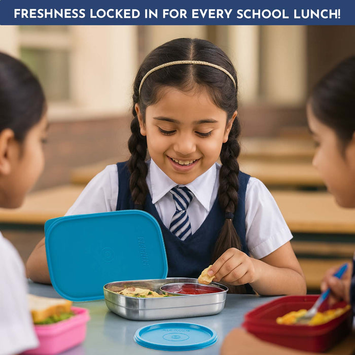 Magnus Rush Stainless Steel Lunch Box - Airtight & Leak Proof Tiffin, 2 Containers (800ml & 200ml), Ideal Lunch Box for Kids, Lunch Boxes for Office Men, Women & Picnic, Peacock Green