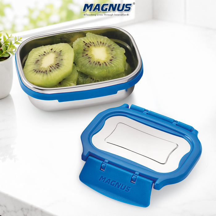Magnus Bolt Deluxe Stainless Steel Lunchbox for Office & School, Leak-Proof Tiffin with Stainless Steel Lid, Air-Tight Food Storage, Compact 150ml Lunch Box for Kids, Lunch Boxes for Office Men