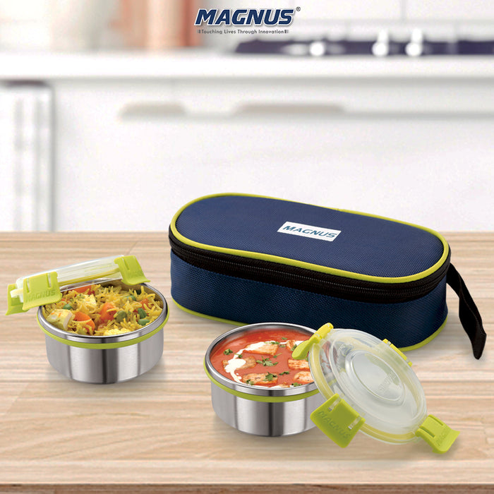 Magnus Avanza 2 Stainless Steel Lunch Box - Ideal for Kids, Office Men - Leakproof Tiffin Box , Insulated Cover, Air-Tight Food Carrier for Hot Meals