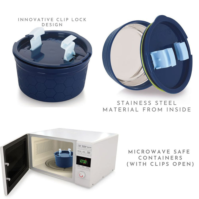MAGNUS Microwave Olive 2 Lunch Box | 2 Microwave Safe Steam-lock Stainless Steel Containers For Roti And Sabzi Or Idli And Chutney, Etc| Airtight And Leakproof | Ideal Lunch Box For Office