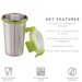 Airtight & Leakproof Stainless Steel Glossy Finish Klip Lock Tumbler/Glass with Lid (350ML) 