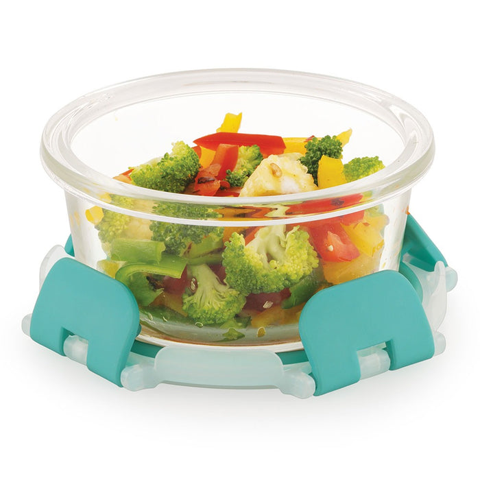 Magnus Glock Round Glass Food Storage Containers Set, Airtight Glass Lunch Containers, Exclusive of BPA, for Microwave, Oven, Freezer & Dishwasher Friendly,240ml