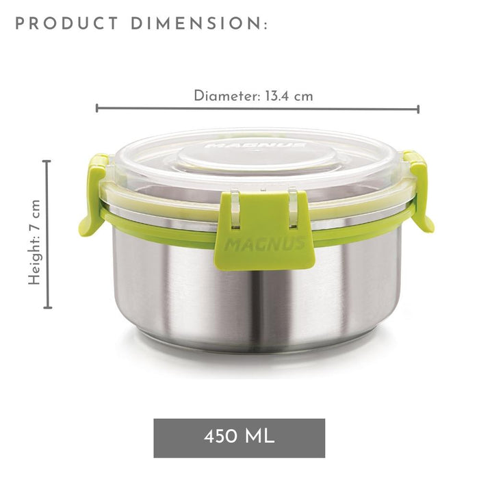 Klip Lock Airtight & Leakproof Stainless Steel Kitchen Storage Containers 450ML