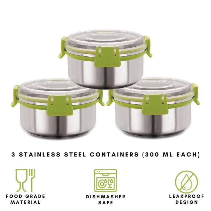 Airtight & Leakproof Lunch Box 3 Containers with Bag