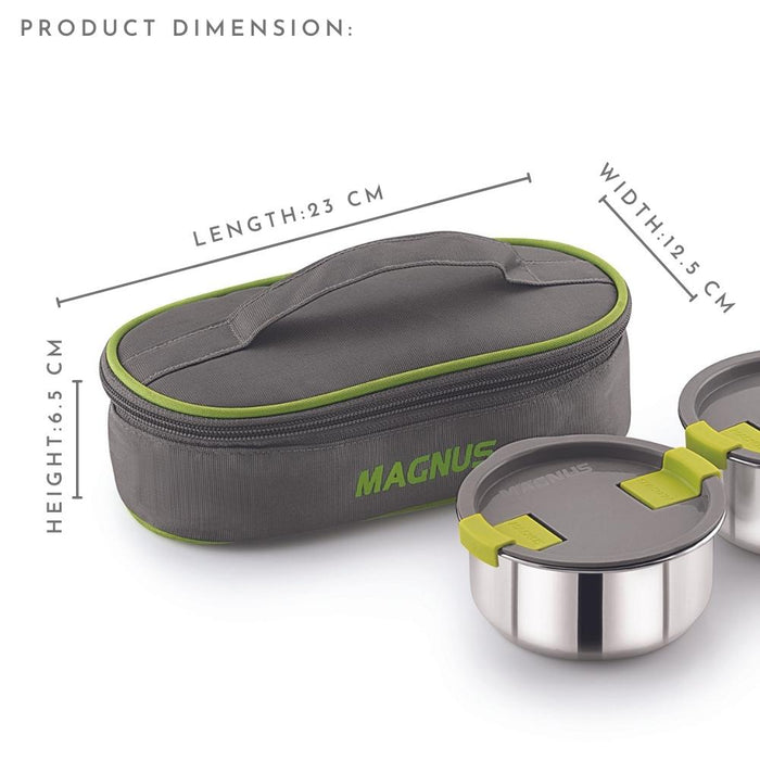 Magnus Olive 2 Airtight & Leakproof Lunch Box with Bag 500ml