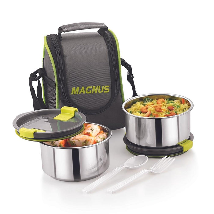 magnus opal 2 stainless steel lunch box 500 ml with food