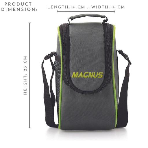 magnus opal 3 stainless steel lunch box with bag 750 ml product dimension