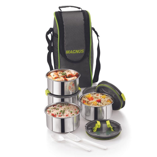 magnus opal 4 stainless steel lunch box with bag 1000 ml