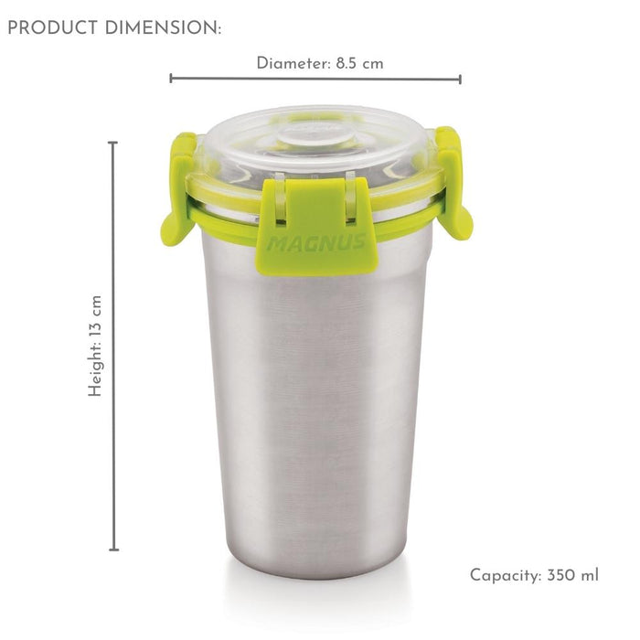 Airtight & Leakproof Stainless Steel Matte Finish Tumbler/Glass with Lid, 350ML