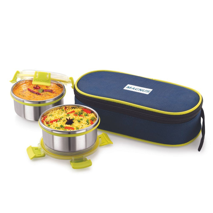 Magnus Steel Tiffin With Lunch Bag 2 Containers Meal Mate 2