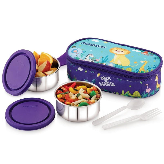 magnus super 2 kids stainless steel lunch box 520 ml with food