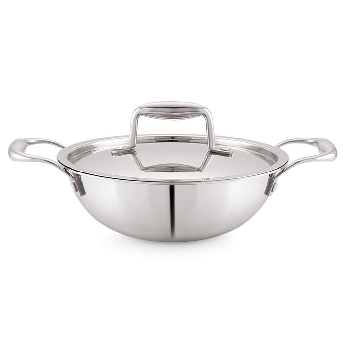 Magnus Triply Stainless Steel Induction Base Kadhai with Stainless Steel Lid 