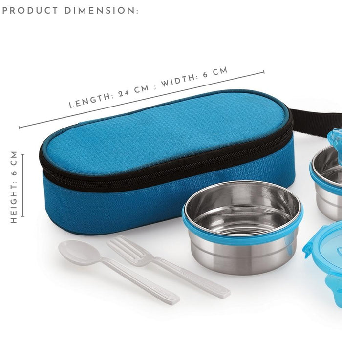 magnus viva 2 stainless steel lunch box with bag 600 ml product dimension